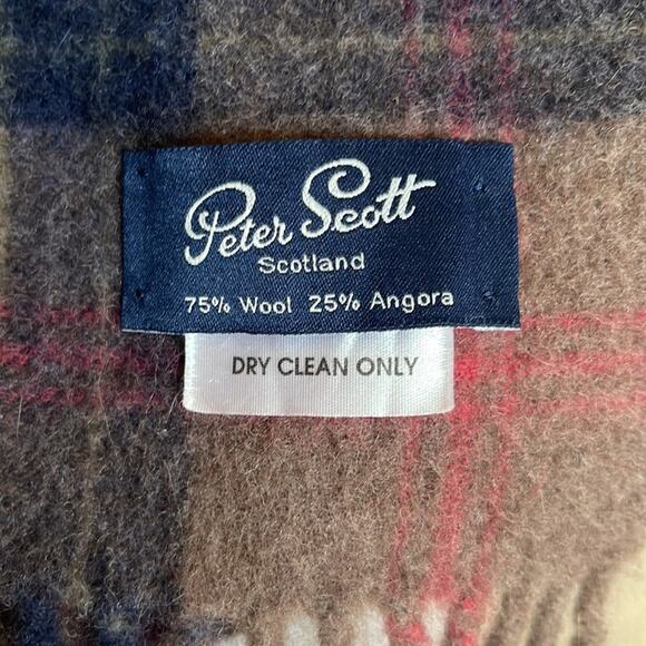 Vintage Peter Scott Scotland Wool Angora Plaid Blanket Scarf INVN1 - Picture 5 of 7